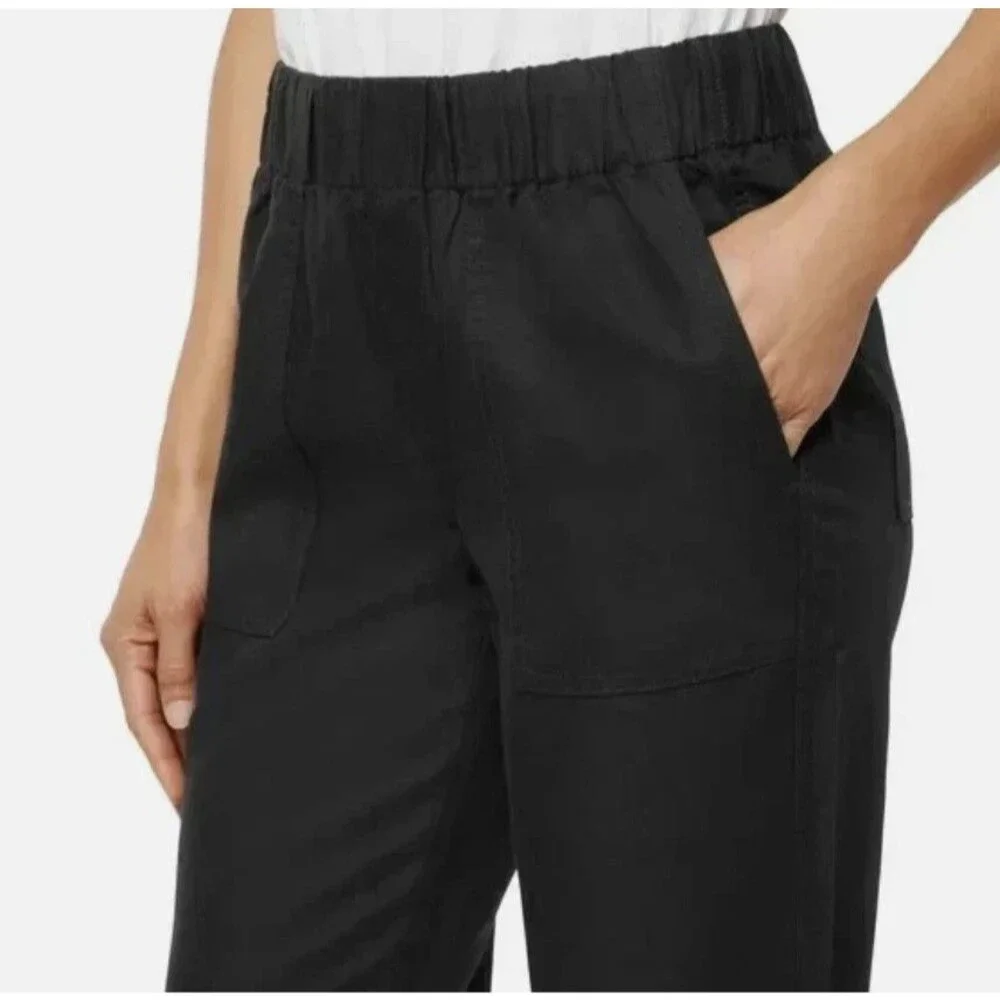 Banana Republic Women's XL True Black Tapered Crop Pull-On Linen Blend Pants